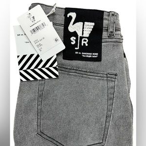 NWT Free People SR vs. SANDRINE ROSE “the virgin label” silver denim jean.